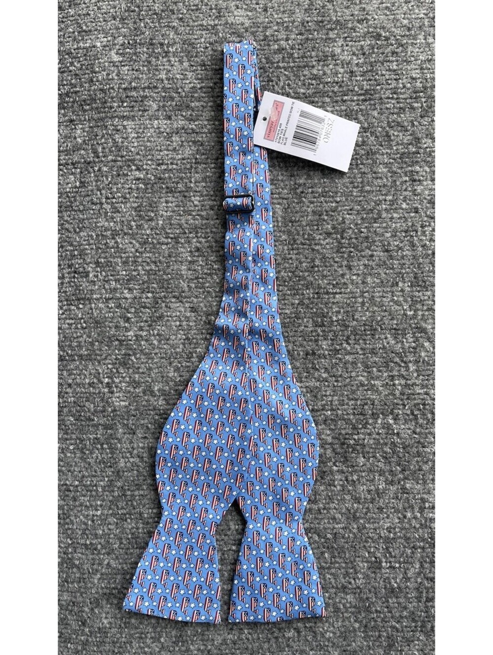 Vineyard Vines Flag Whale Bow Ties Blue Silk Made in USA Patriotic NWT One Size